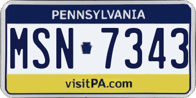 PA license plate MSN7343