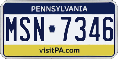 PA license plate MSN7346