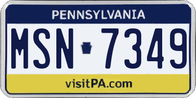PA license plate MSN7349