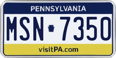 PA license plate MSN7350