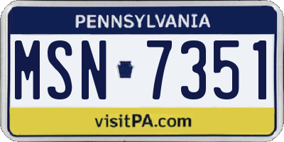 PA license plate MSN7351