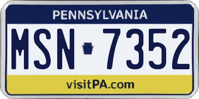 PA license plate MSN7352