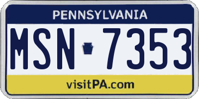 PA license plate MSN7353