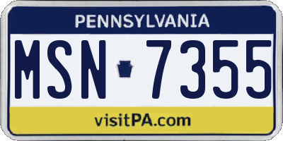 PA license plate MSN7355