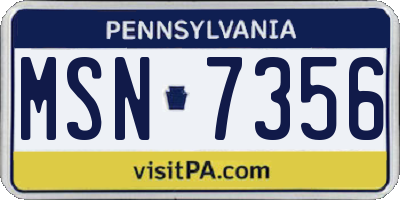 PA license plate MSN7356