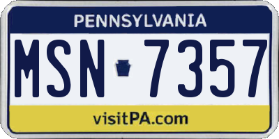 PA license plate MSN7357