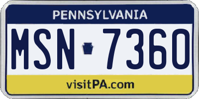 PA license plate MSN7360