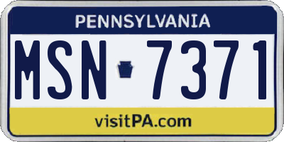 PA license plate MSN7371
