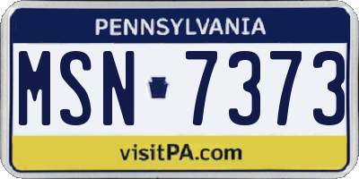 PA license plate MSN7373