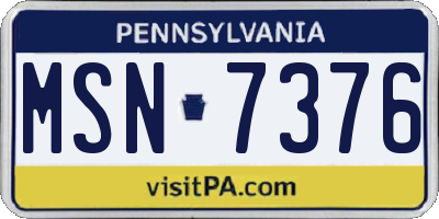 PA license plate MSN7376
