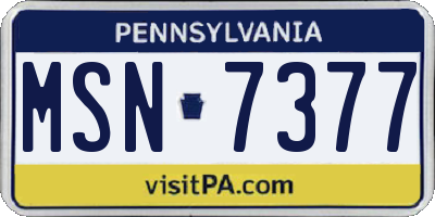 PA license plate MSN7377