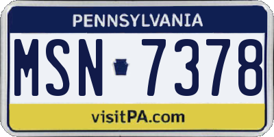 PA license plate MSN7378