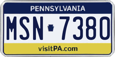 PA license plate MSN7380