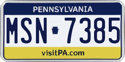 PA license plate MSN7385