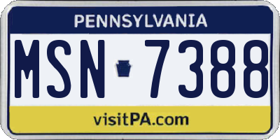 PA license plate MSN7388