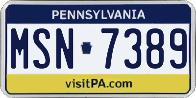 PA license plate MSN7389