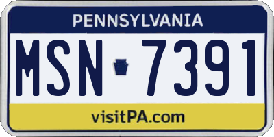 PA license plate MSN7391