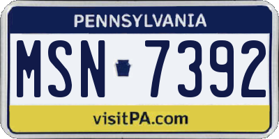 PA license plate MSN7392