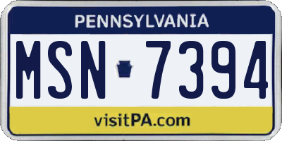 PA license plate MSN7394