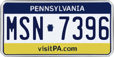 PA license plate MSN7396