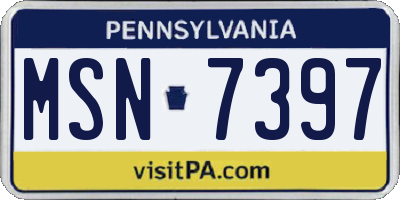 PA license plate MSN7397