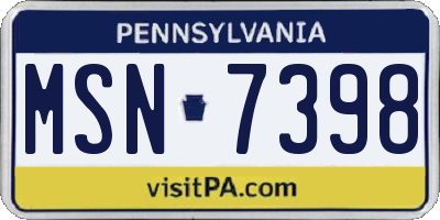 PA license plate MSN7398