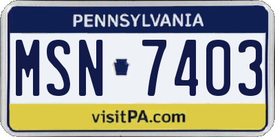 PA license plate MSN7403