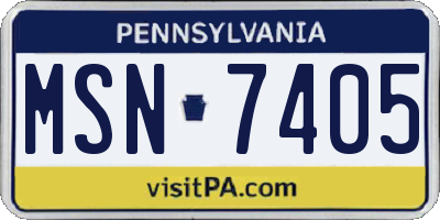 PA license plate MSN7405