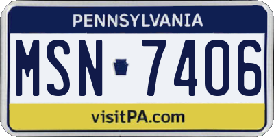 PA license plate MSN7406