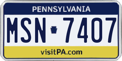 PA license plate MSN7407