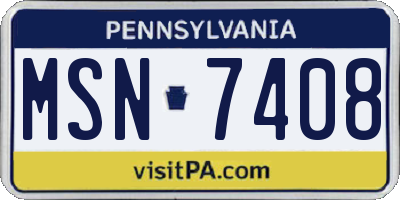 PA license plate MSN7408