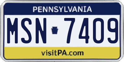 PA license plate MSN7409