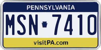 PA license plate MSN7410