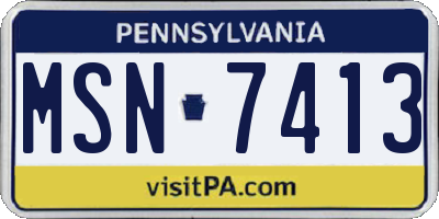 PA license plate MSN7413
