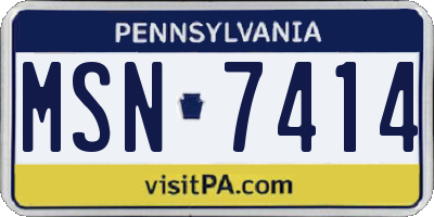 PA license plate MSN7414