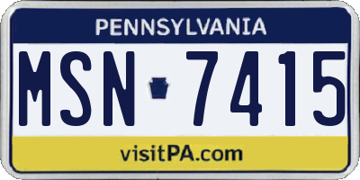 PA license plate MSN7415