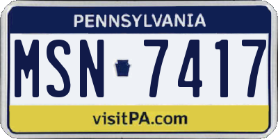 PA license plate MSN7417