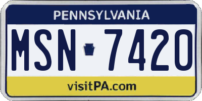 PA license plate MSN7420