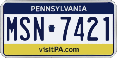 PA license plate MSN7421
