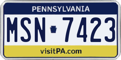 PA license plate MSN7423