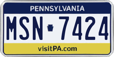 PA license plate MSN7424