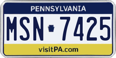 PA license plate MSN7425