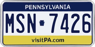 PA license plate MSN7426