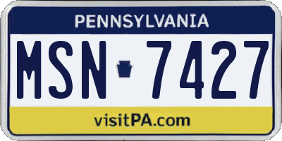 PA license plate MSN7427