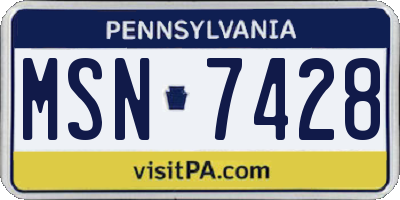 PA license plate MSN7428