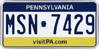 PA license plate MSN7429