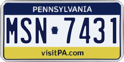 PA license plate MSN7431