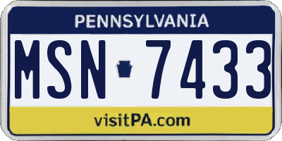 PA license plate MSN7433