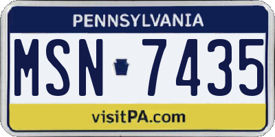 PA license plate MSN7435