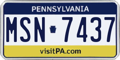 PA license plate MSN7437